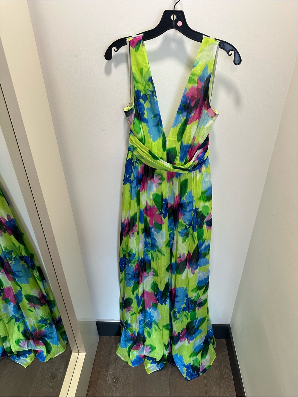 As It May V-Neck Lime Multi Floral Maxi Dress - Picture 2 of 6